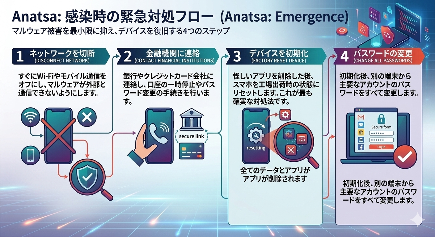 Anatsaマルウェアに感染した疑いがある場合の対応方法