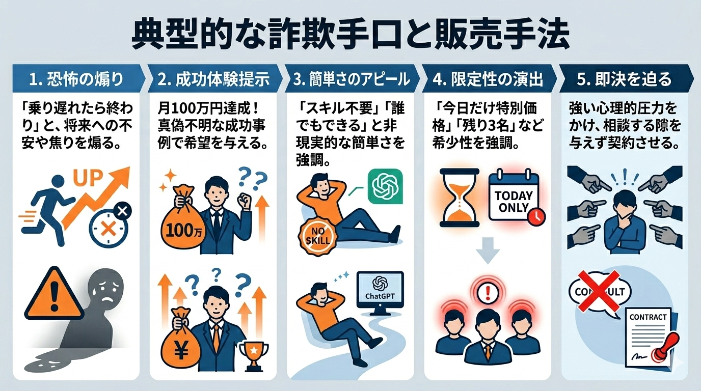 典型的な詐欺手口と販売手法