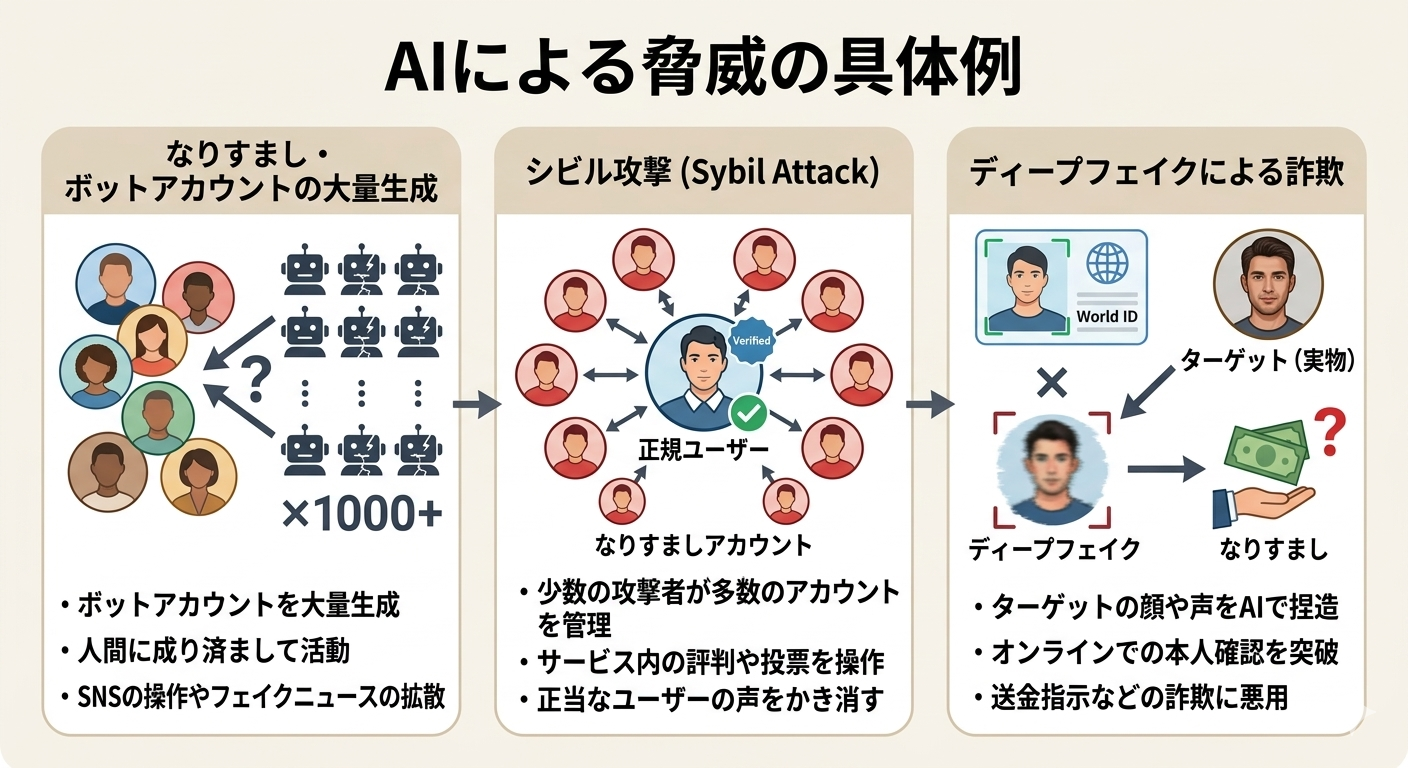 AIによる脅威の具体例インフォグラフィック