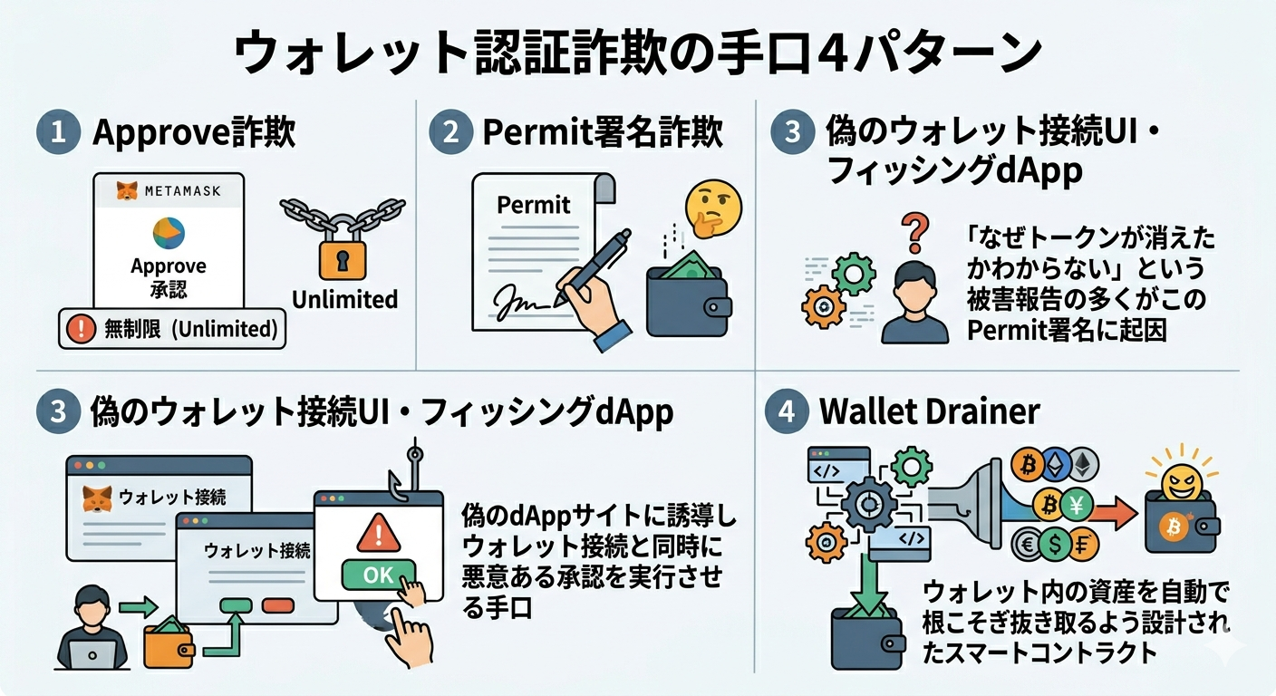 ウォレット認証詐欺手口４パターン