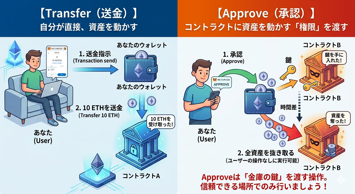 Approve（承認）とTransfer（送金）の違いを図解