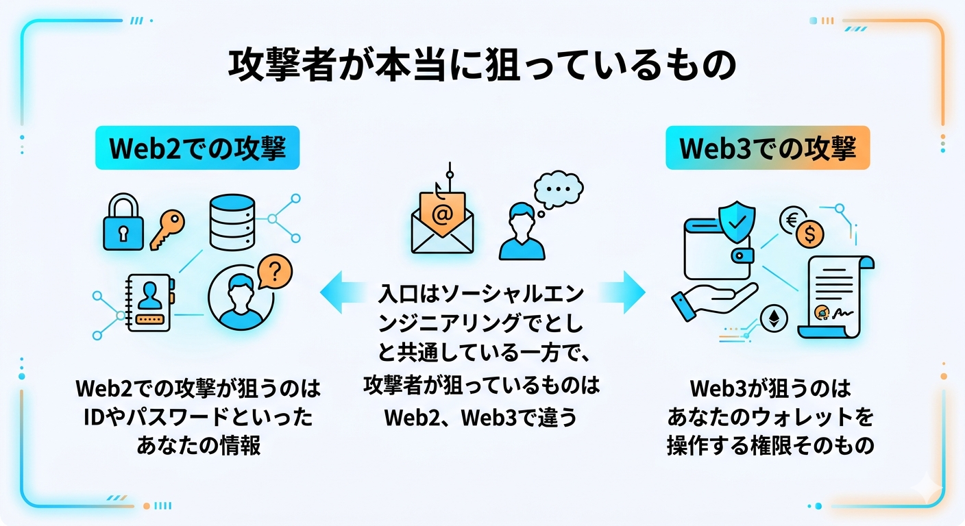 攻撃者が本当に狙っているものはWeb2、Web3で狙われる対象が違う