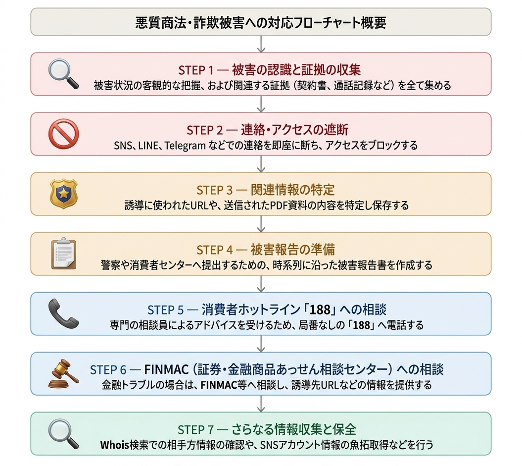 悪徳商法、詐欺被害のフローチャート