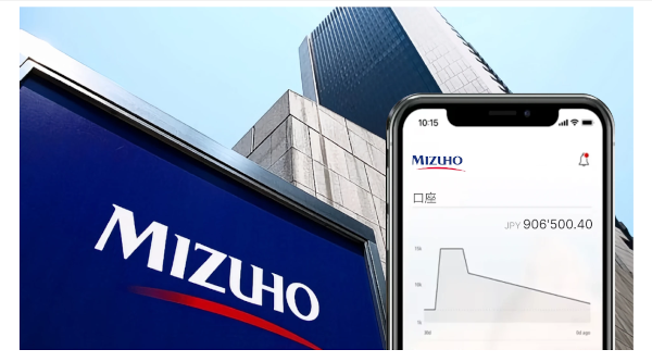 MIZUHO銀行の外観とアプリの合成画像