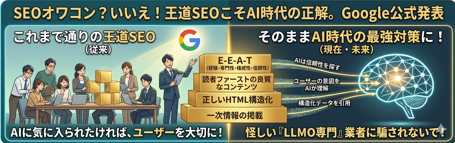 これまで通りのSEOがそのままAI時代の対策になるとGoogleが公式発表