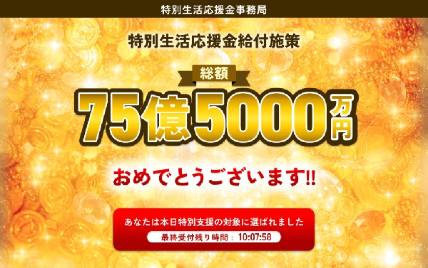 特別支援金運営事務局のスクショ