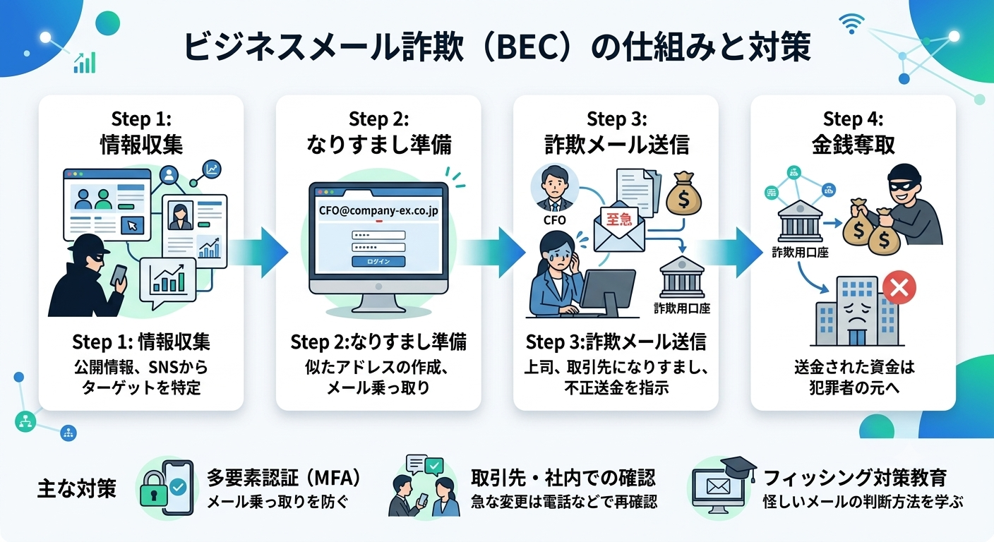 ビジネスメール詐欺の仕組みと対策