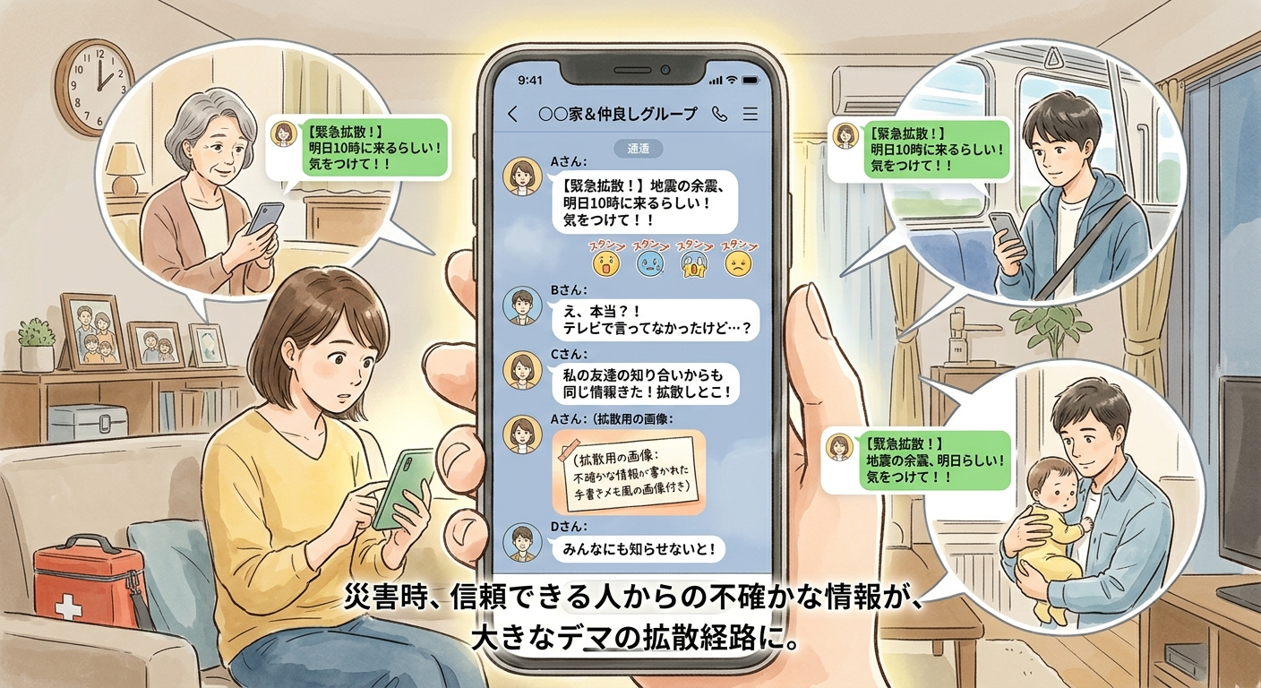 LINEが災害デマ拡散につながることもある
