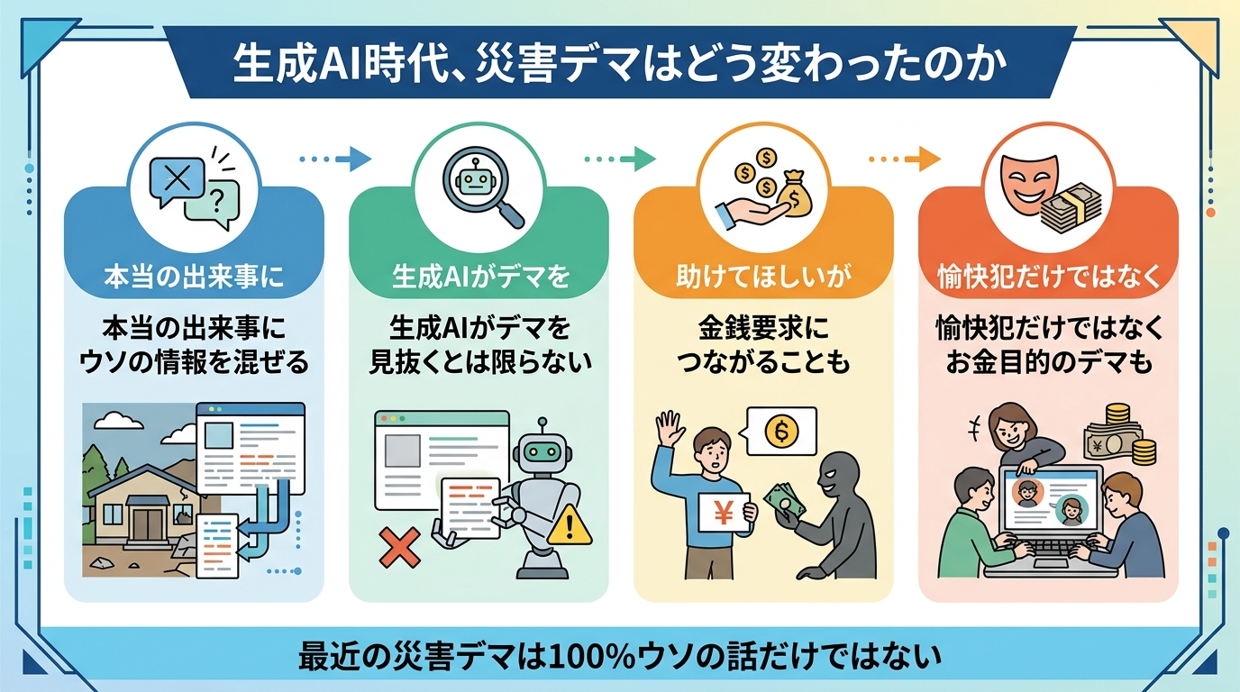 生成AI時代、災害デマはどう変わったのか図解