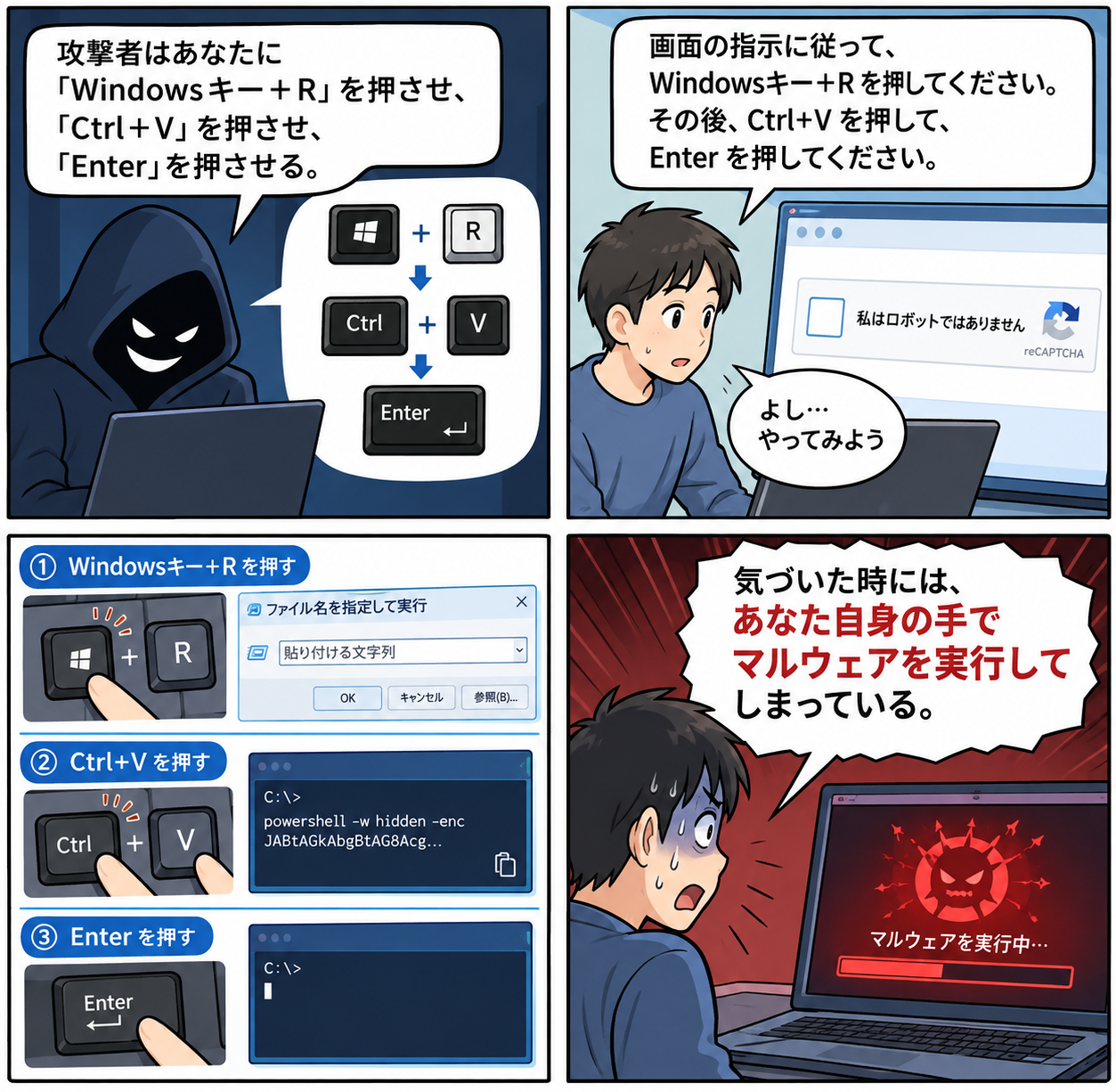 Scam-Yourself Attackの手口4コマ漫画
