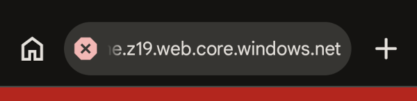 https://rayiyenime.z19.web.core.windows.net/と表示されたアドレスバー